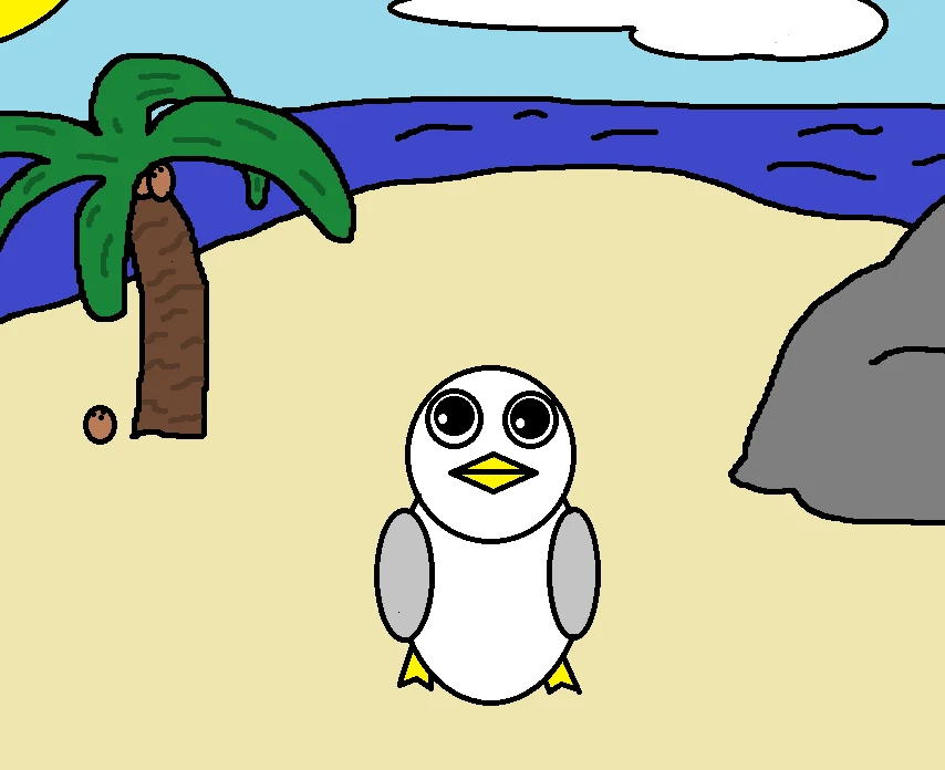 Liten mås på stranden, målad av LoomBoom